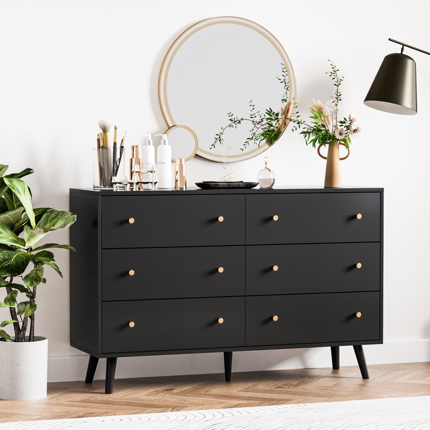 LUTFM Black Dresser for Bedroom Modern 7 Drawers Dresser