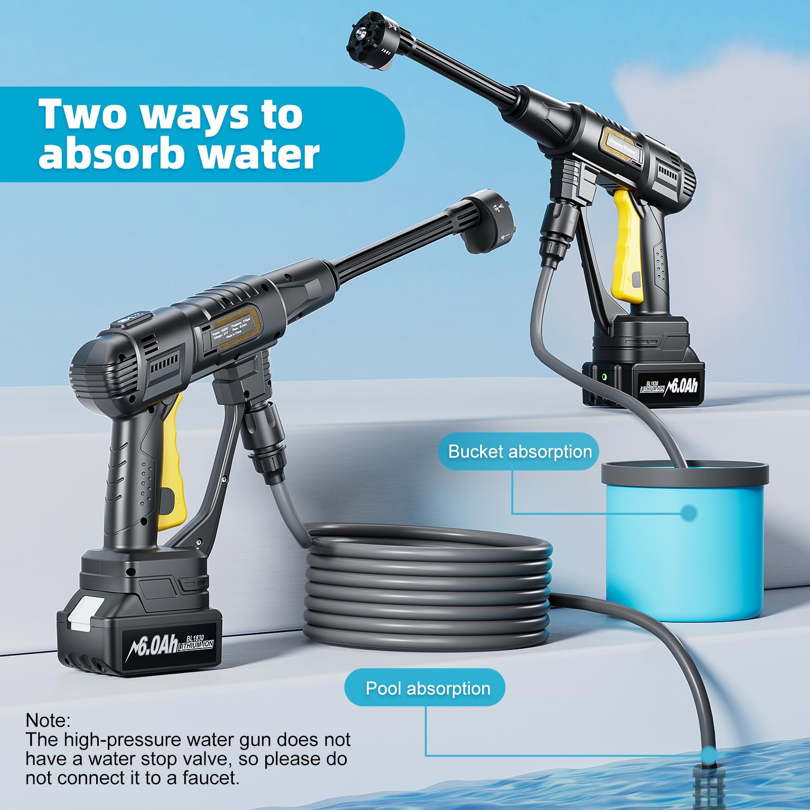 Limpiador de alta presión con batería para Makita de 18 V, limpiador a presión inalámbrico para balcón y lavado de coches, con boquilla multifunción 6 en 1