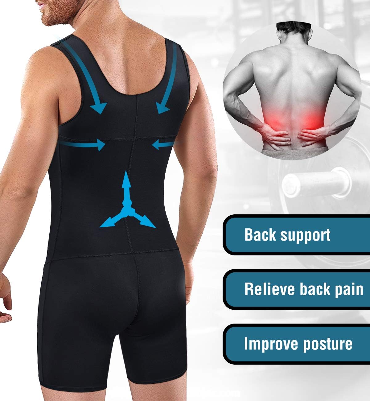 Men's Shapewear Bodysuit Full Body Shaper Compression Slimming Suit Breathable - Image 3