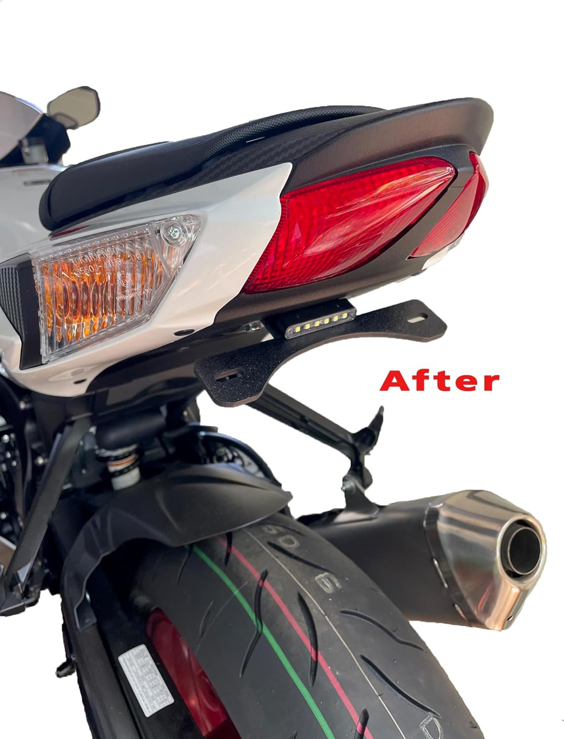 Fender eliminator fits Suzuki GSXR 600 and 750 2011-2026, STD version, License plate mount with LED tag light by Bikelitez