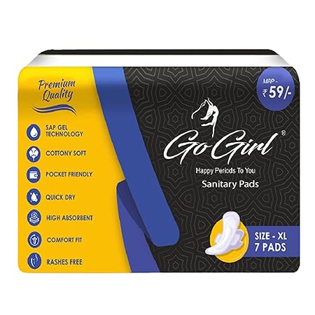 Go Girl Ultra Thin Folded 42 Sanitary Pads for Women XL 280 mm overnight protection, 6 Pack set with 7 pads in each Pack, High Absorbent Rashes Free Quick Dry SAP Gel Technology