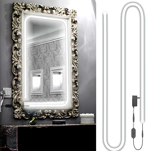 Luces LED para espejo de tocador, iluminación de maquillaje estilo Hollywood, 10 pies6000 Kregulableadaptador de 12 Vtira de luces autoadhesivas