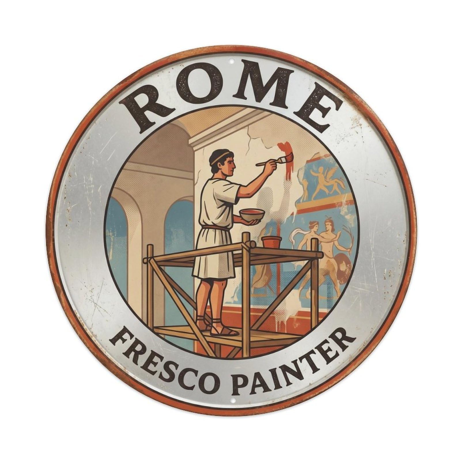 Classic Rome Italy Fresco Heritage City Travel Metal Tin Sign