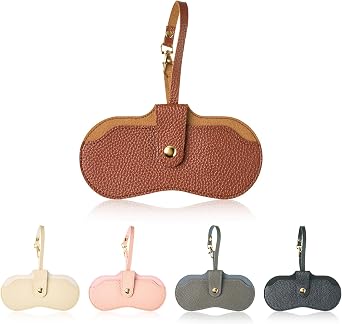 Shinylin Soft Leather Sunglasses Bag Portable Leather Glasses Case Holder with Strap Glasses Pouch Organizer for Women Men