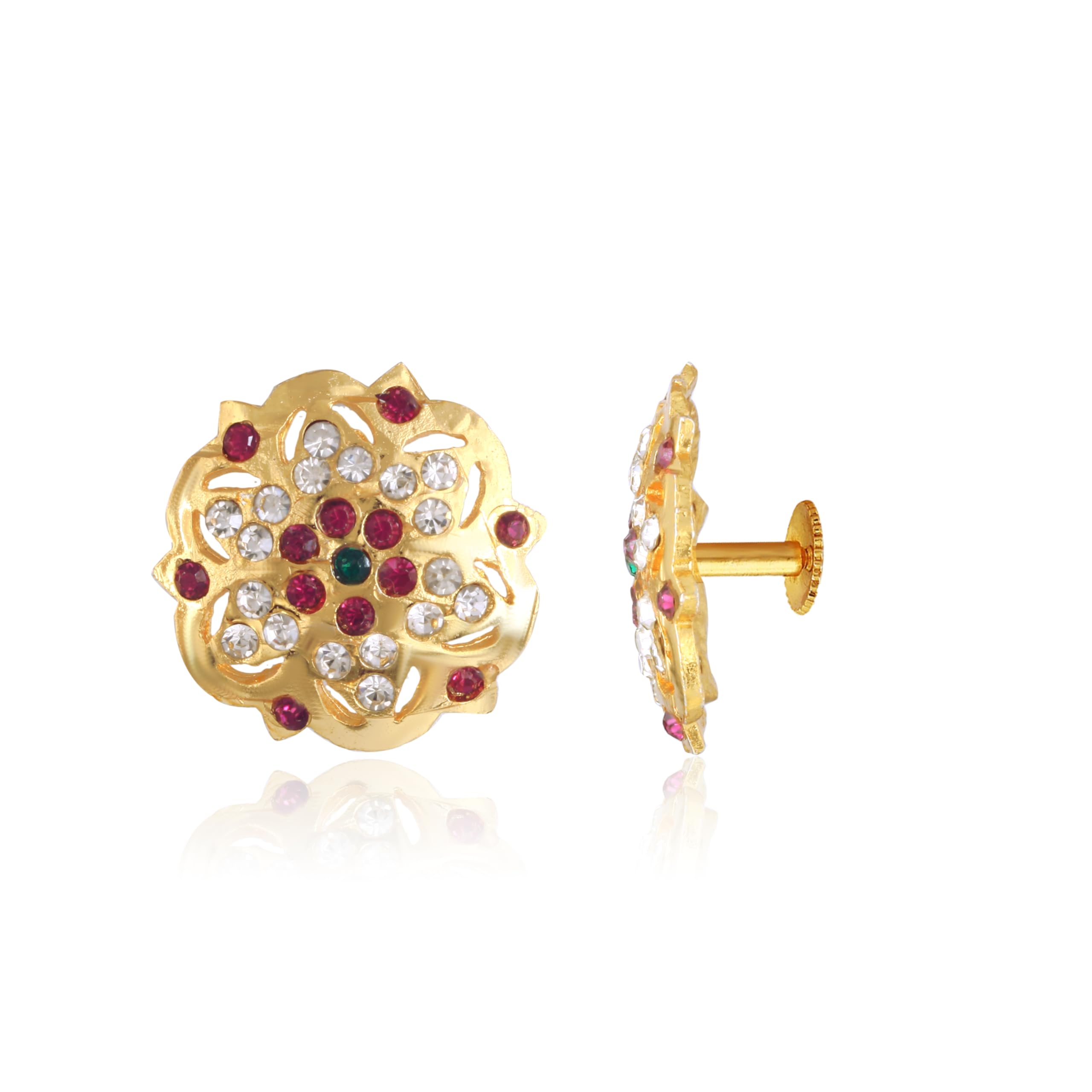 Vivastri Stud Alloy Gold Plated Earrings for Women & Girls [VIVA2767ERG]-image-27
