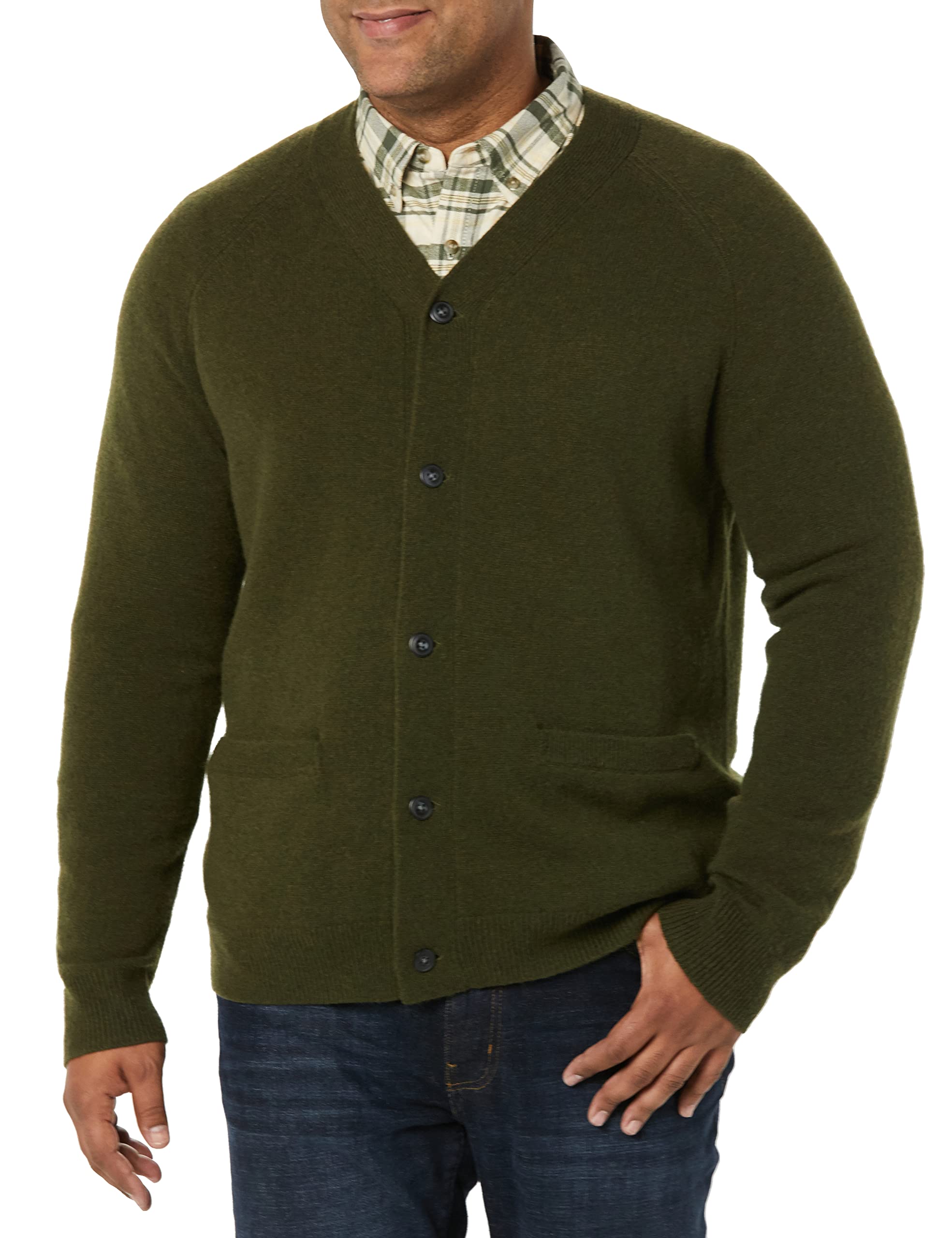 Amazon Essentials Herren Strickjacke Aus Lammwolle Mit V-Ausschnitt Und Taschen (Zuvor Goodthreads)