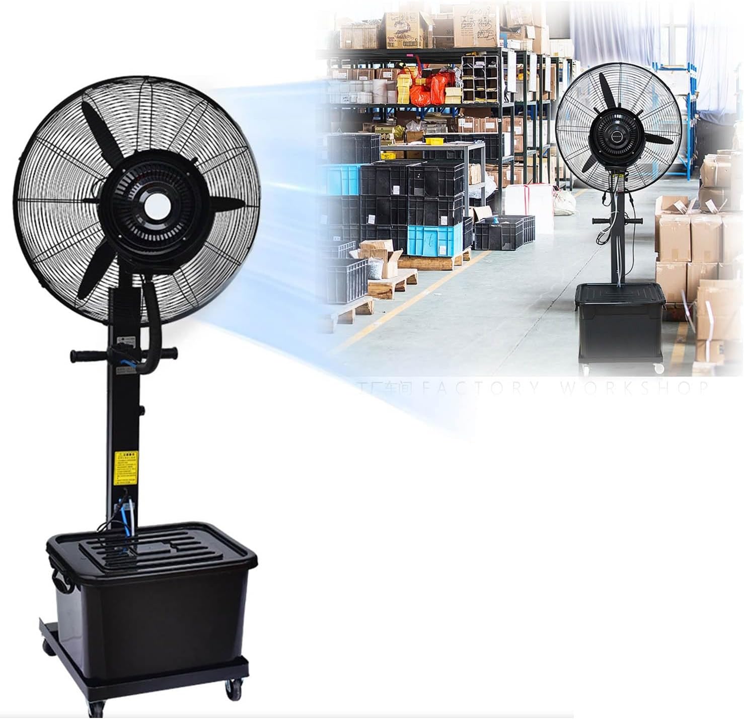 Misting Fan with 3 Speeds, 90° Oscillating Pedestal Fan, 11 Gal Tank, Ideal for Backyards & Patios, 22in/26in/30in Sizes, Black Industrial Cooling Solution