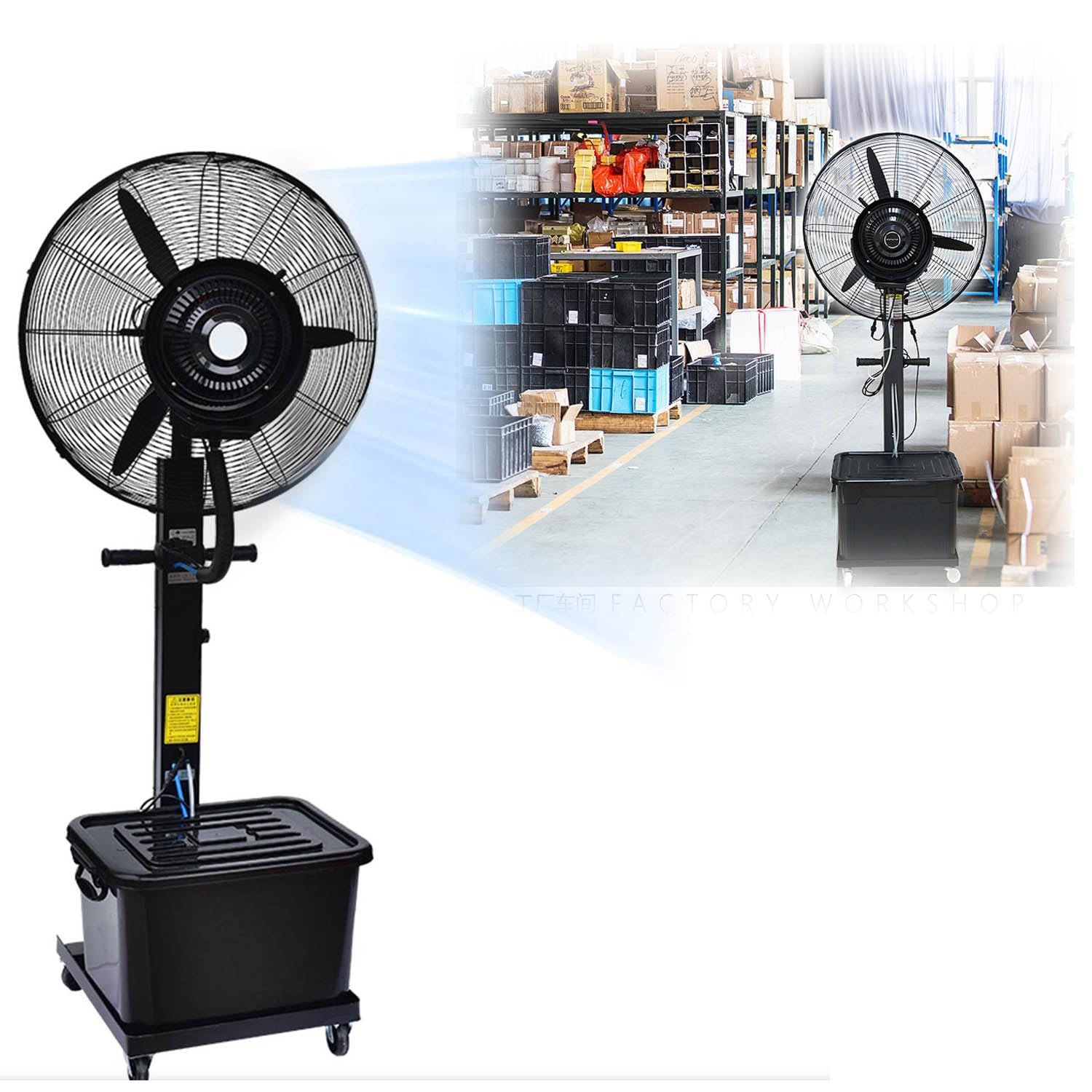 asdchZen Pedestal Misting Fan With 3 Speeds, 90°Oscillation, Outdoor Cooling For Backyards & Patios, 11 Gallon Tank,One Color-550mm/22in