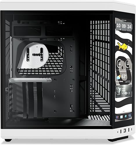 Vista 111 de HYTE Y60 - Moderna caja para juegos ATX de torre media con doble cámara panorámica de vidrio templado y cable elevador PCIE 4.0 incluido