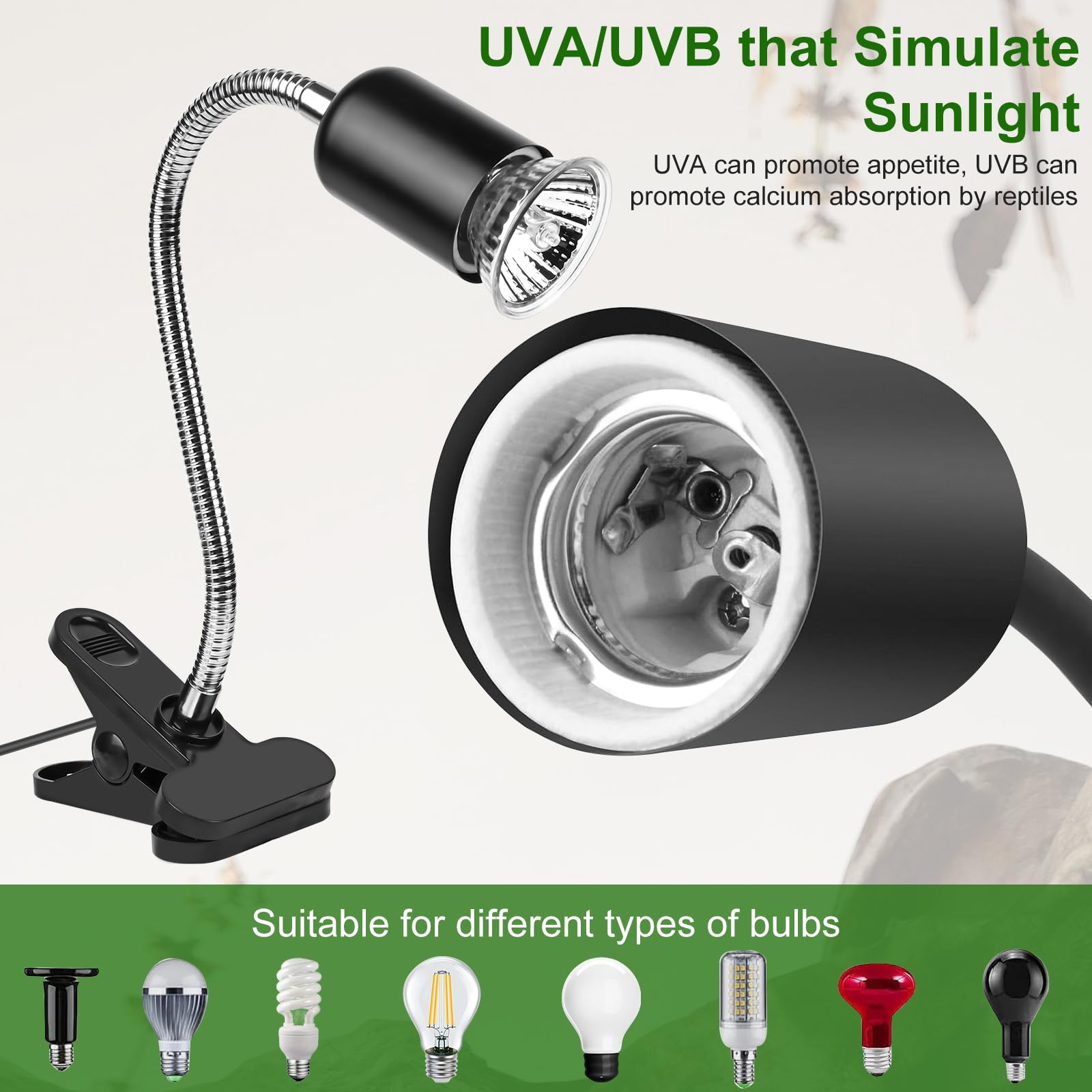 Lampada Riscaldante Per Rettili - UVA/UVB Con Timer E Dimmer | Per Draghi, Tartarughe E Lucertole - Foto 5