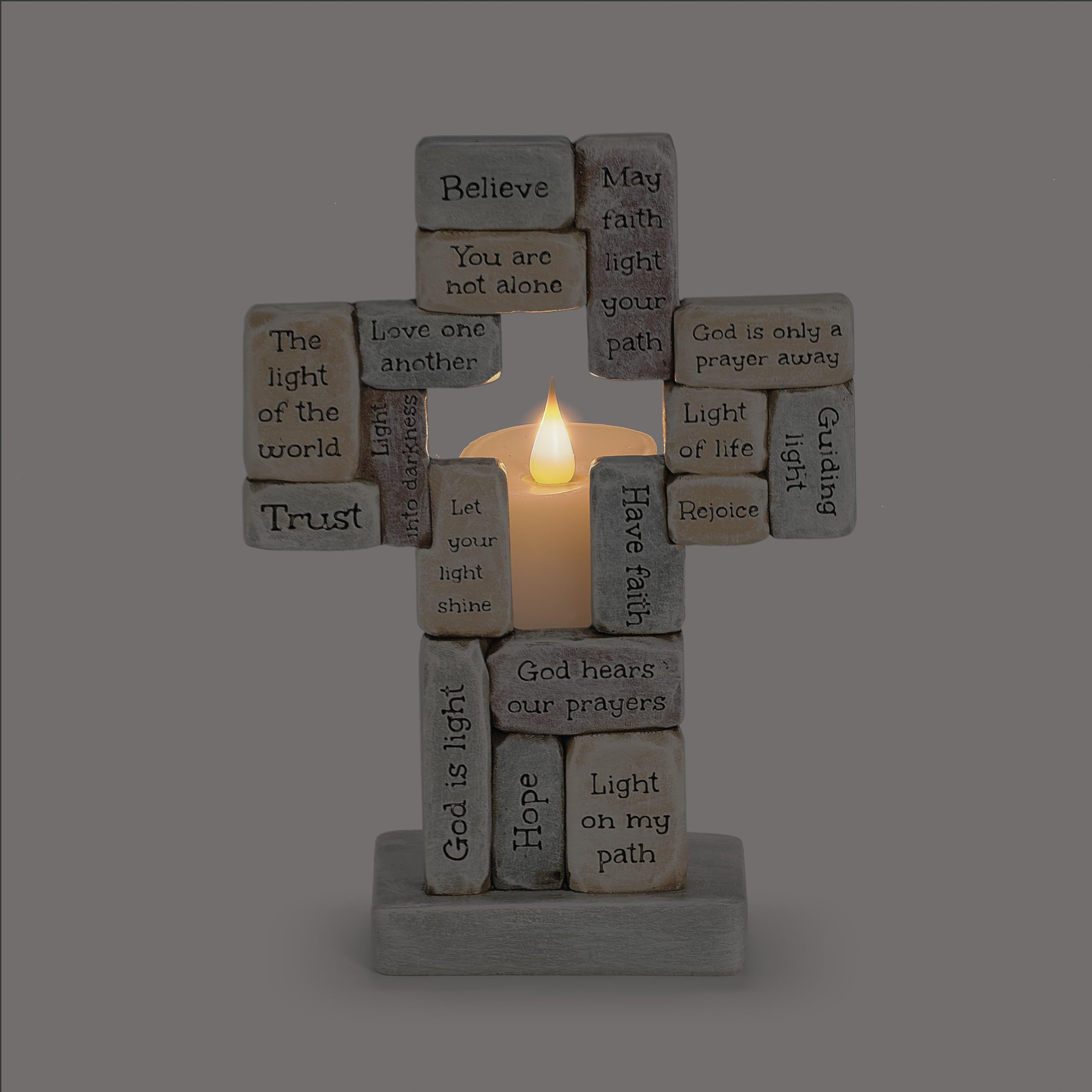 Roman, Mots croisés lumineux et inspirants - Décoration de table à LED de 21 cm de hauteur avec sentiments de foi - Décoration d'intérieur religieuse en résine