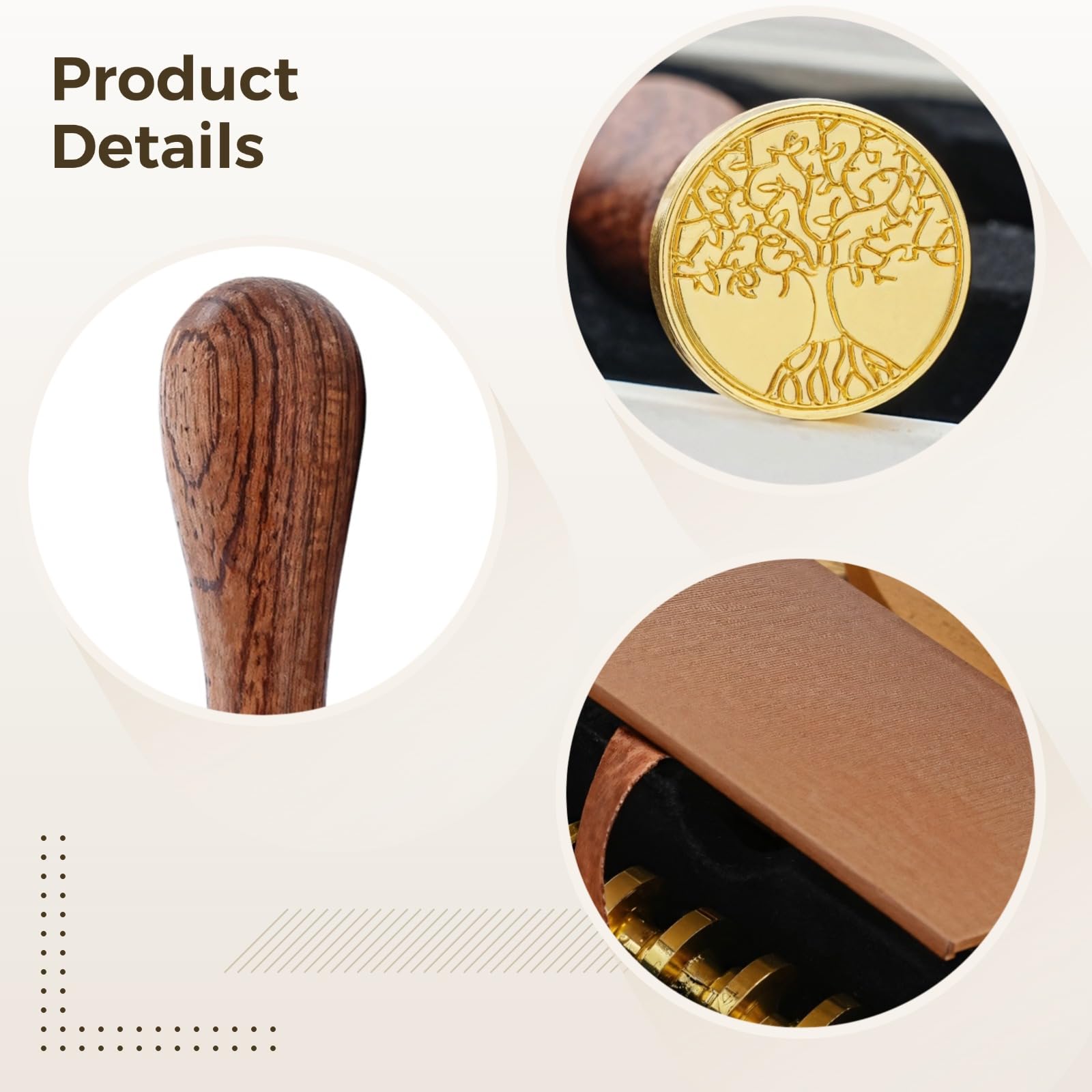 6 Stk. Wachssiegelstempel-Geschenkbox-Set, 6 Stempelköpfe aus Legierung mit 1 Holzgriff, verschiedene Motive für Umschläge, Einladungen, Geschenkdeko, praktisches DIY-Set für Bastelfans