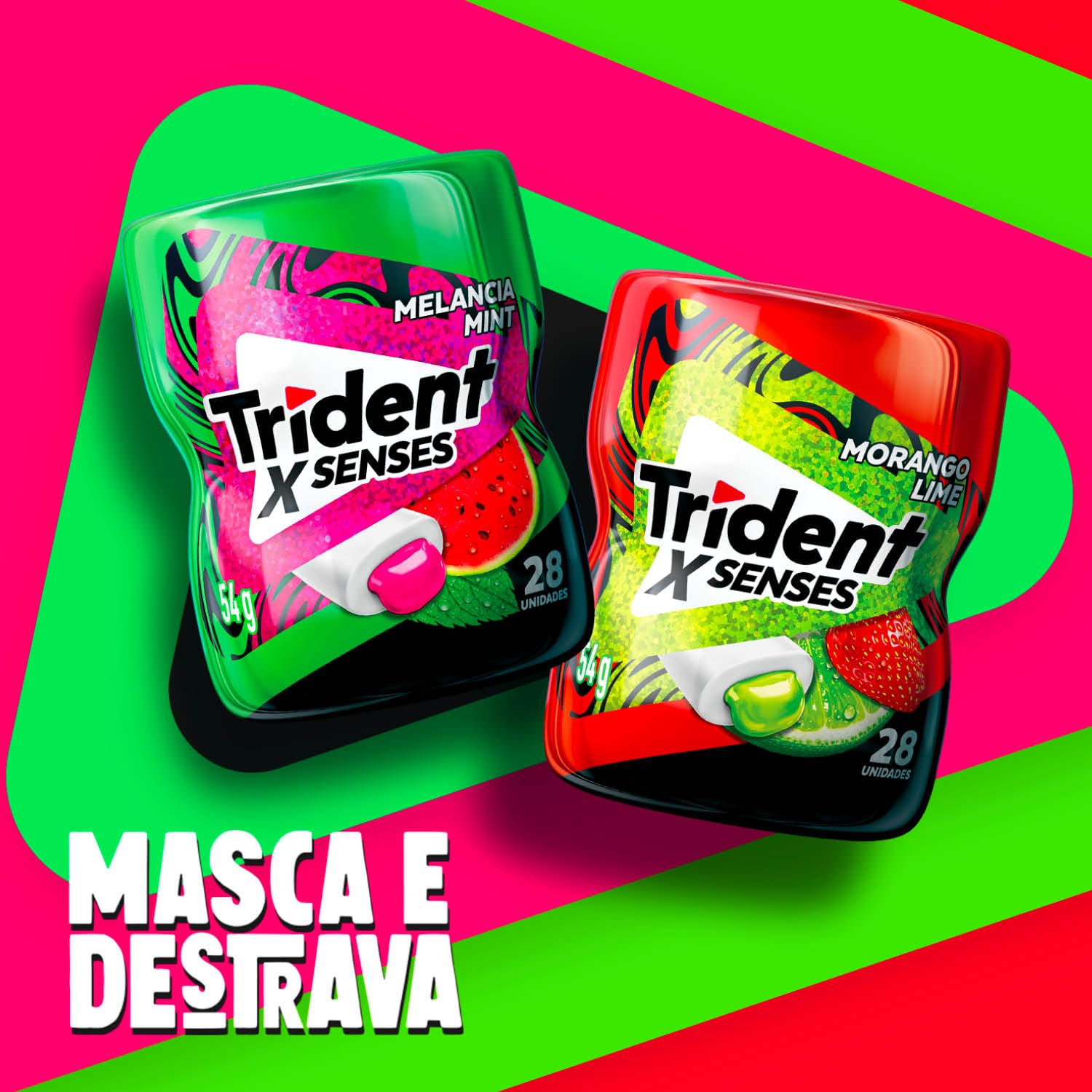 Chiclete Trident XSenses Melancia Mint Sem Açúcar Garrafa - Caixa