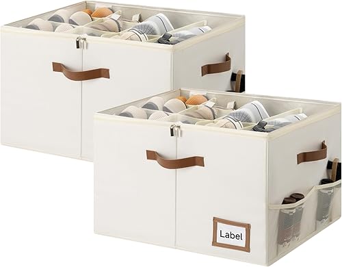 Miniatura 9 de StorageWorks Organizador de Zapatos para Armario, Cabe hasta 16 Pares, Contenedores de Almacenamiento de Zapatos Cubby con Bolsillo Lateral de Malla