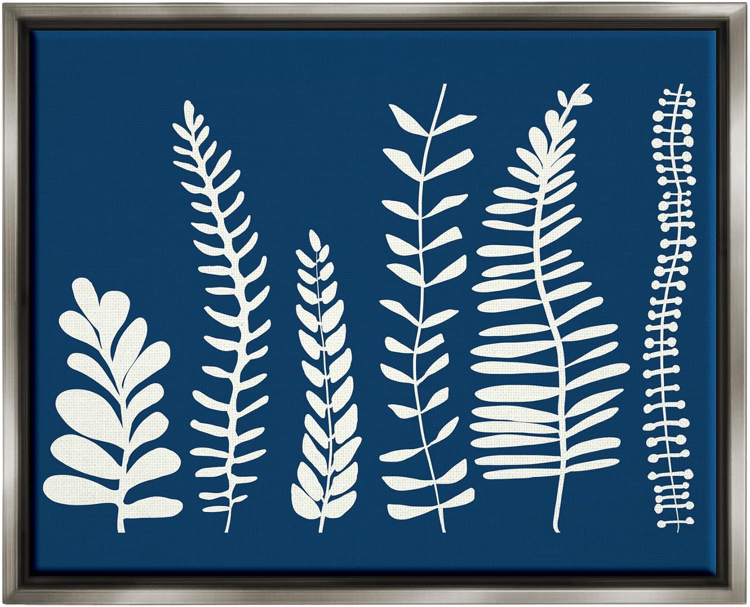Stupell Industries Modern Fern Plant Leaves Blue Nature Silhouettes, Design by Deborah Velasquez