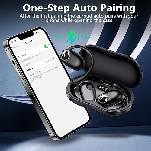 Miniatura 4 de kurdene Auriculares inalámbricos Bluetooth, con estuche de carga energía solar, auriculares estéreo de graves profundos de alta calidad, auriculares