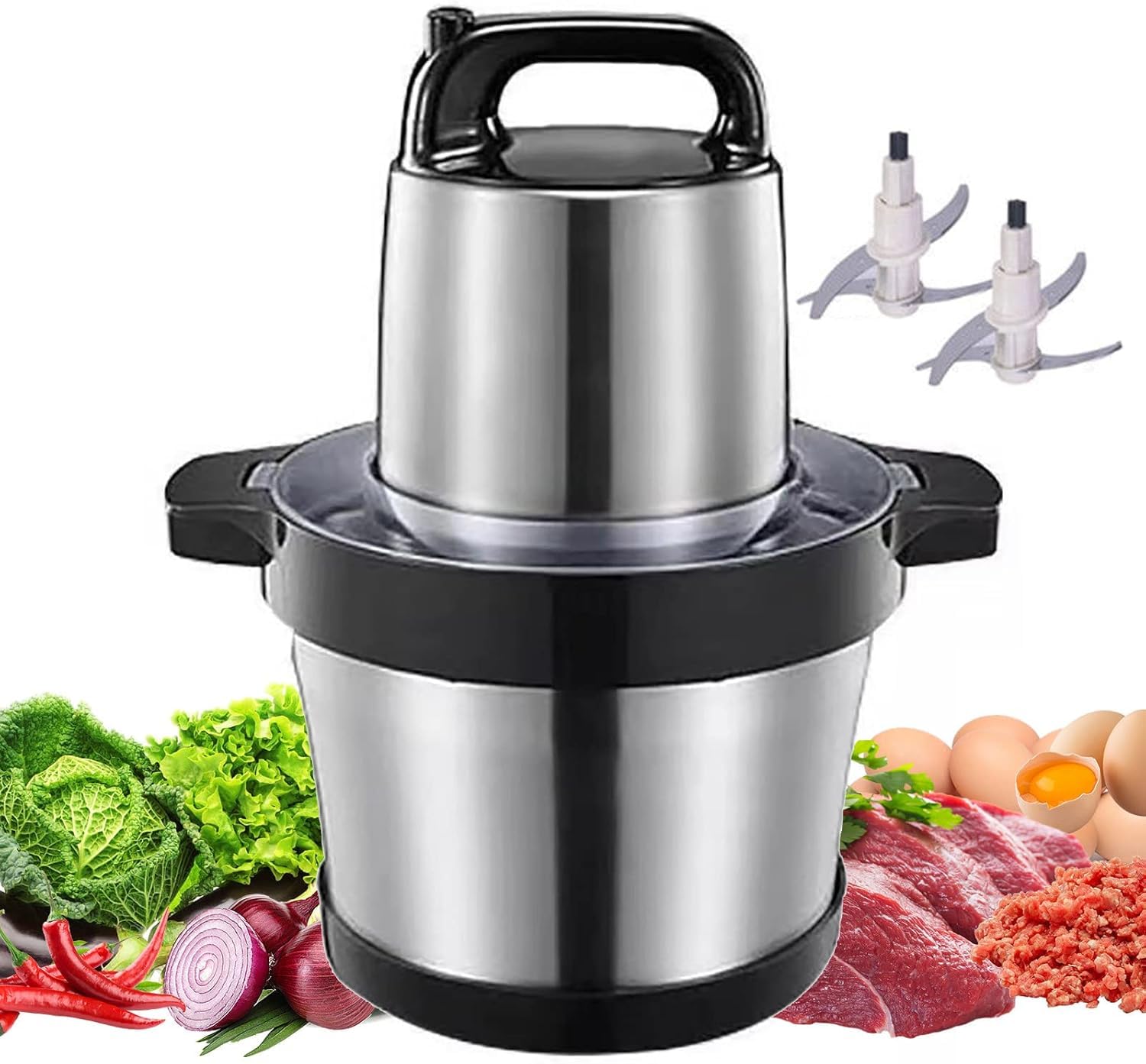 TRIVYOM Electric Food Chopper With Handle || Household 6 Liter Large Capacity Vegetable Slicer || Stainless Steel Bowl, Suitable for Vegetables, Nuts, Onions, Garlic, Baby Food and Home Use_700W-image-33