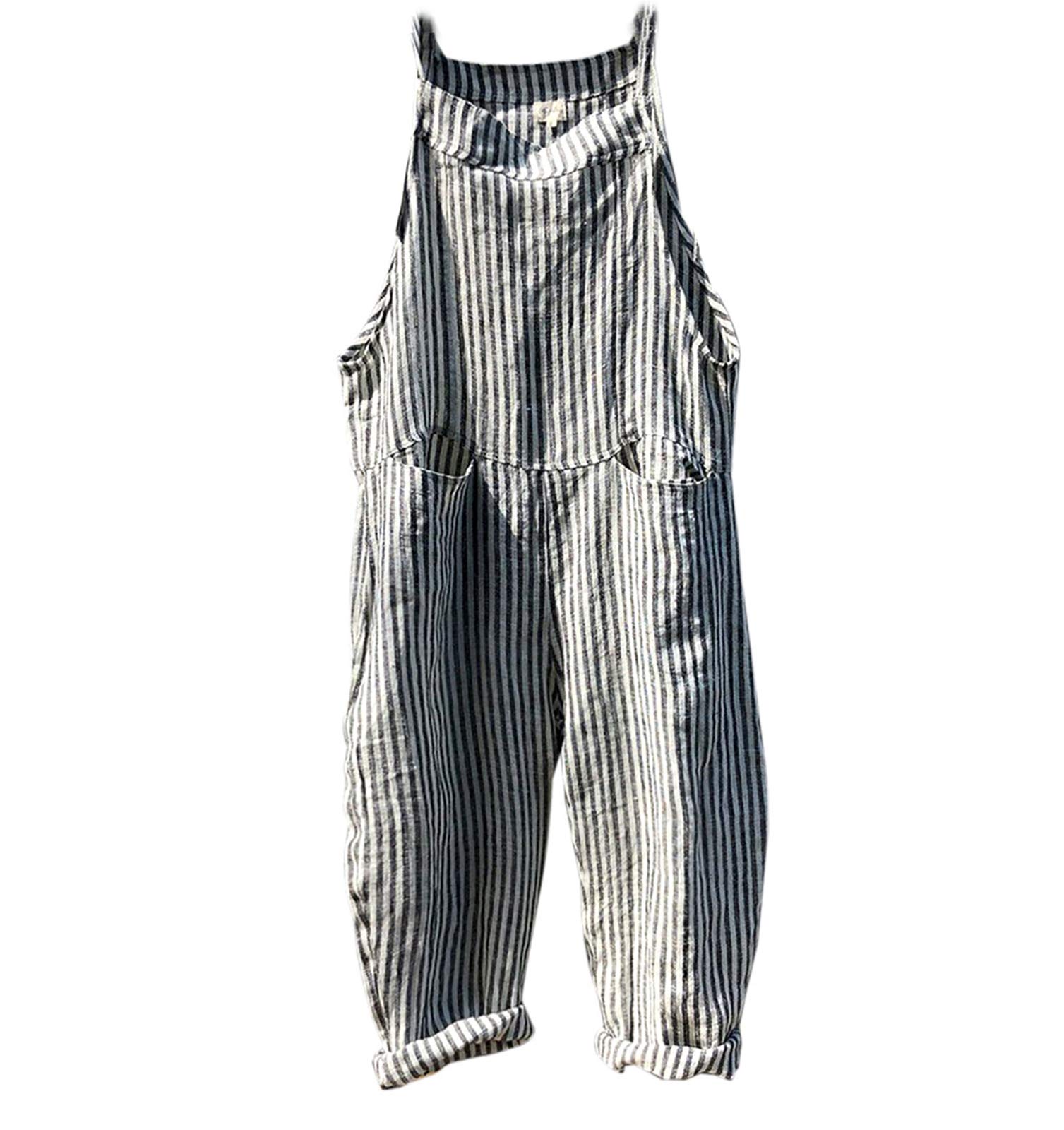 Women's Jumpsuits Summer Overall Loose Halter Romper Dungarees Baggy Playsuits Sleeveless Jumpsuits with Wide Leg Trousers