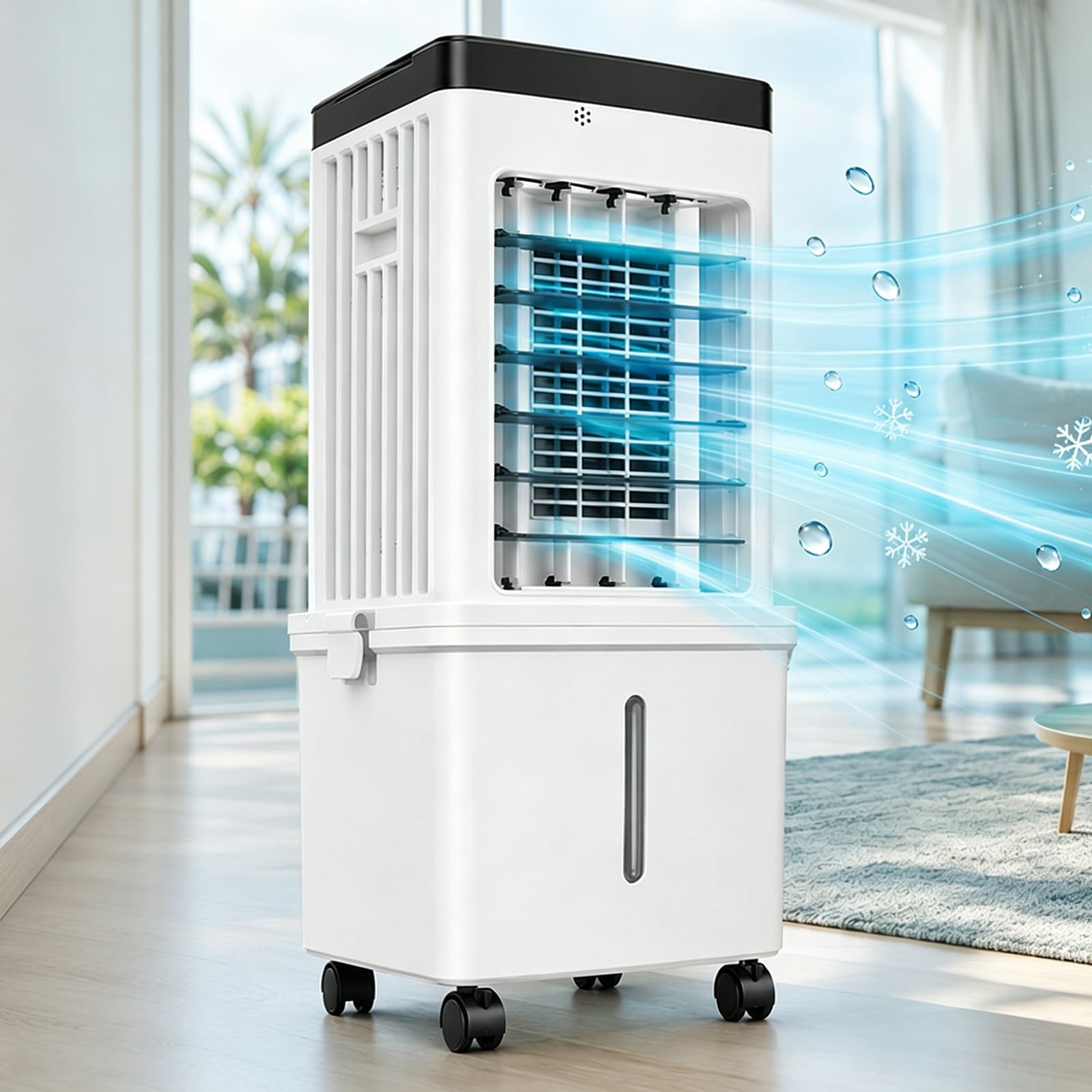 Yqyc Portable Evaporative Cooler with Remote, 3-Speed Swamp Cooling Fan