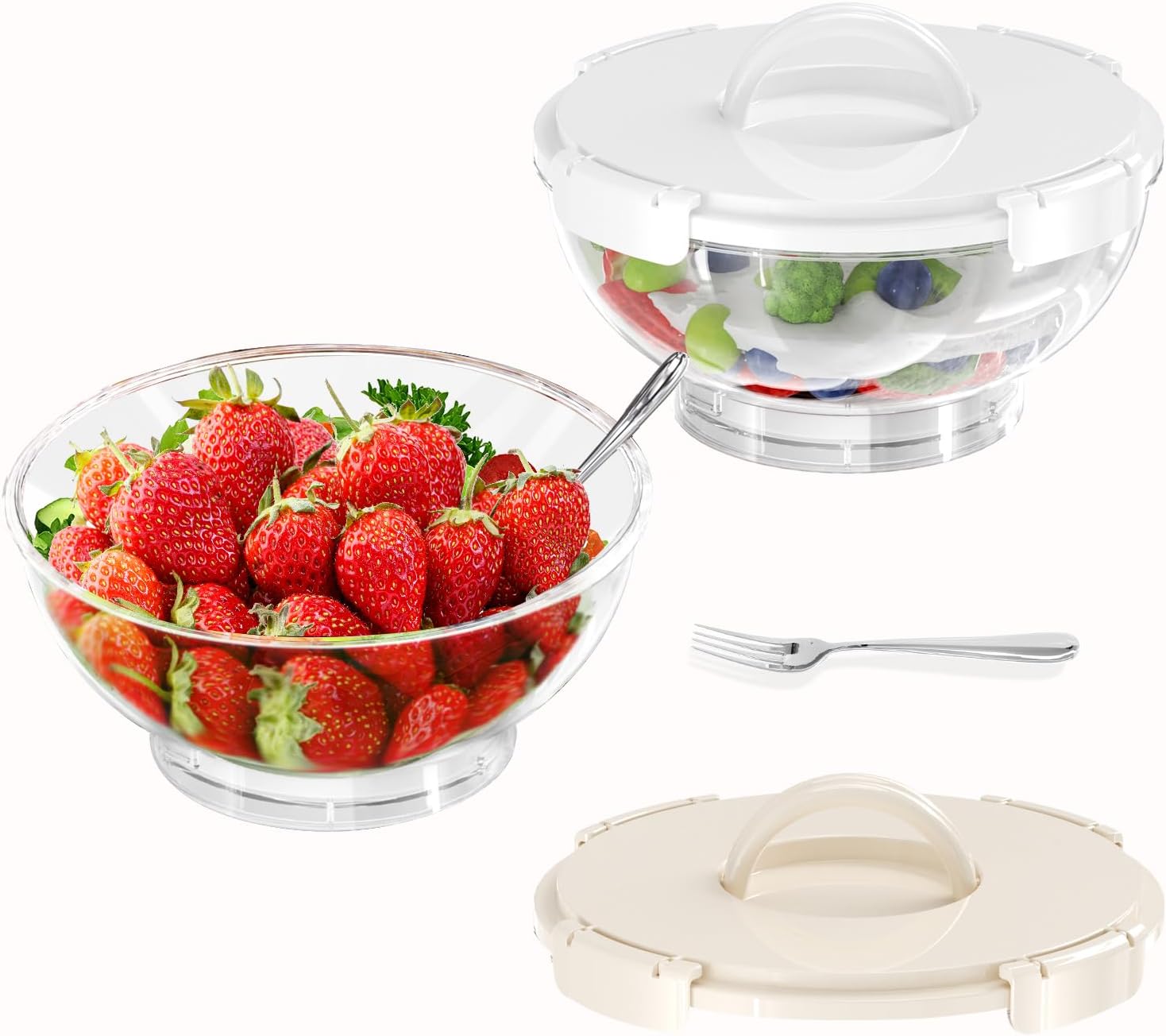 MineSign 2Pack Iced Salad Bowl with Lid and Serving Utensils Chilled Serving Bowl For Parties Plastic Fruit Bowl with Ice Pack for Camping Fruit Veggies Storage MineSign 2Pack Iced Salad Bowl with Lid and Serving Utensils Chilled Serving Bowl For Parties Plastic Fruit Bowl with Ice Pack for Camping Fruit Veggies Storage