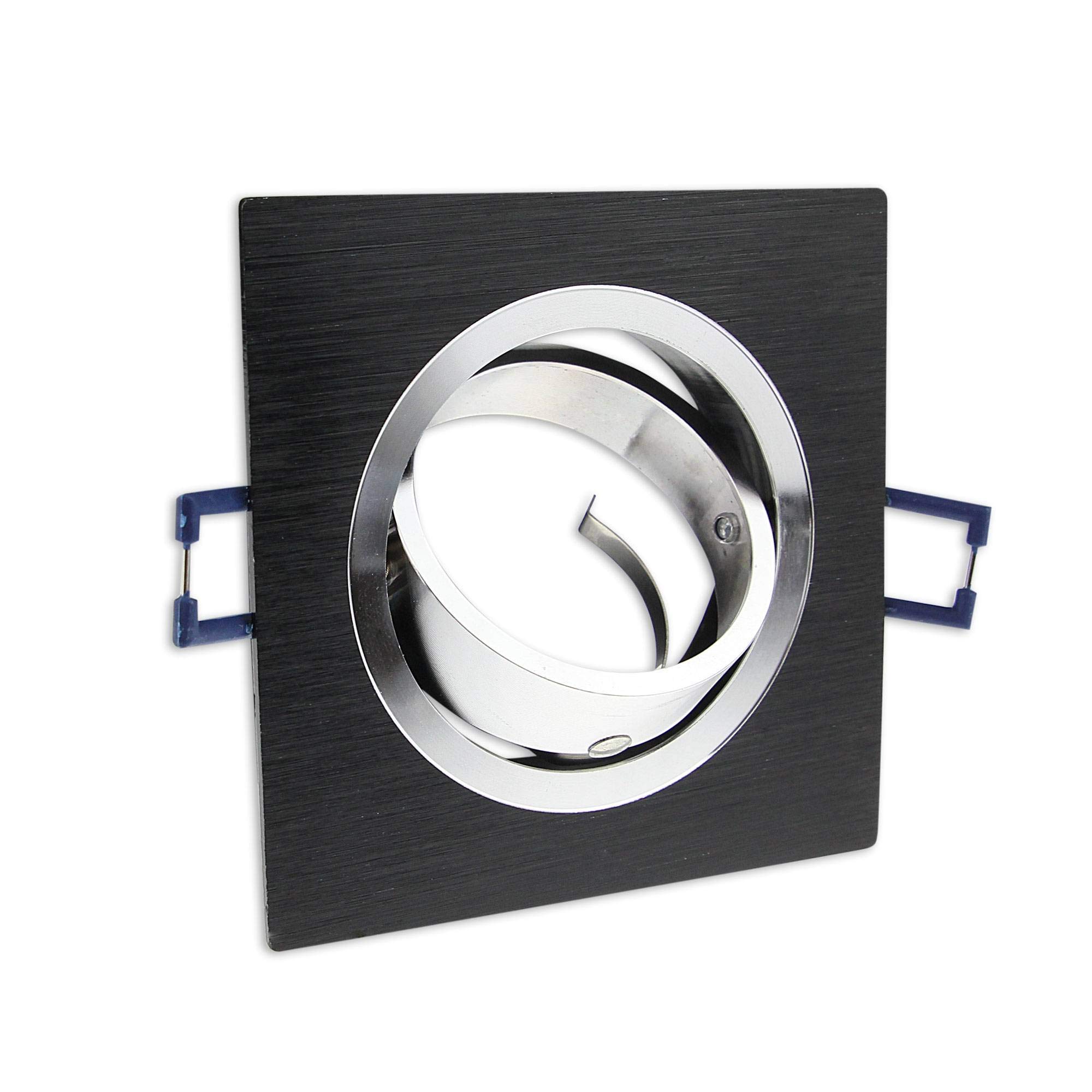 6x LED Einbaustrahler Set eckig - schwarz 5 Watt neutralweiß Dimmbar 230V flach (30 Tiefe) - Leuchte schwenkbar 68 - Einbau-Spot Decken-Strahler