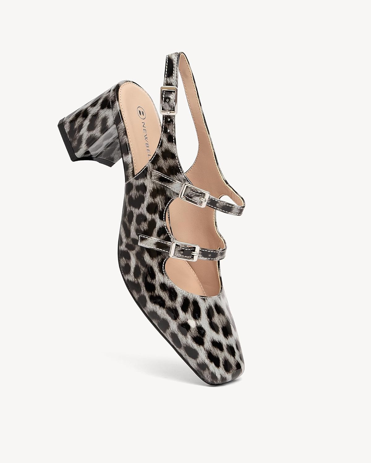 NEWBELLA Women's Mary Jane Shoes Slingbacks Block Heels for Women Square Toe Double Ankle Strap Pumps - Image 4