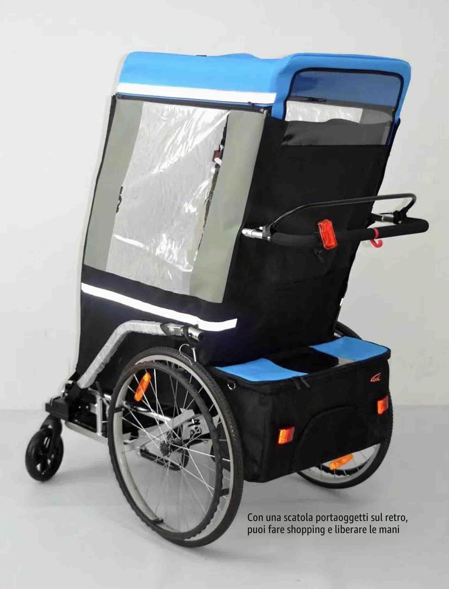 CAULO Rimorchio per Bicicletta Sedia a rotelle per Adulti Bicicletta Rimorchio Posteriore in Lega di Alluminio Assorbimento degli Urti Trattore Comodo Carrello Multifunzionale (Blue)