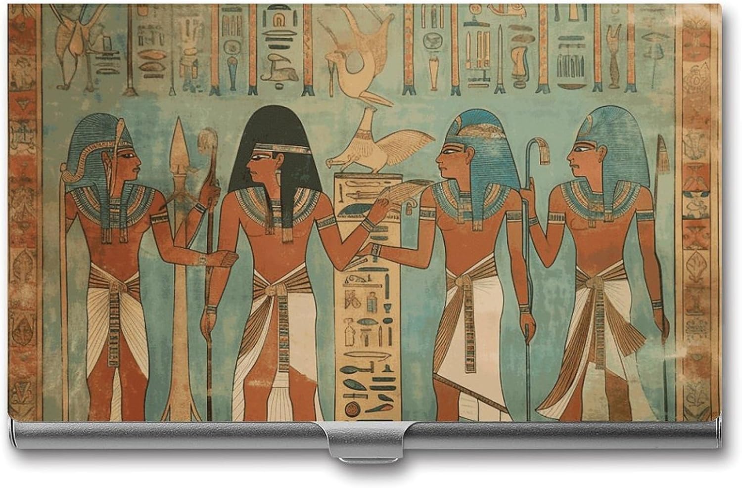 Women in Ancient Egypt Custom Business Card Holder Slim Business Card Case for Men & Women Pocket Metal Case Professional Stainless Steel Business Card Holders Purse Name Card Holder Buckle Style