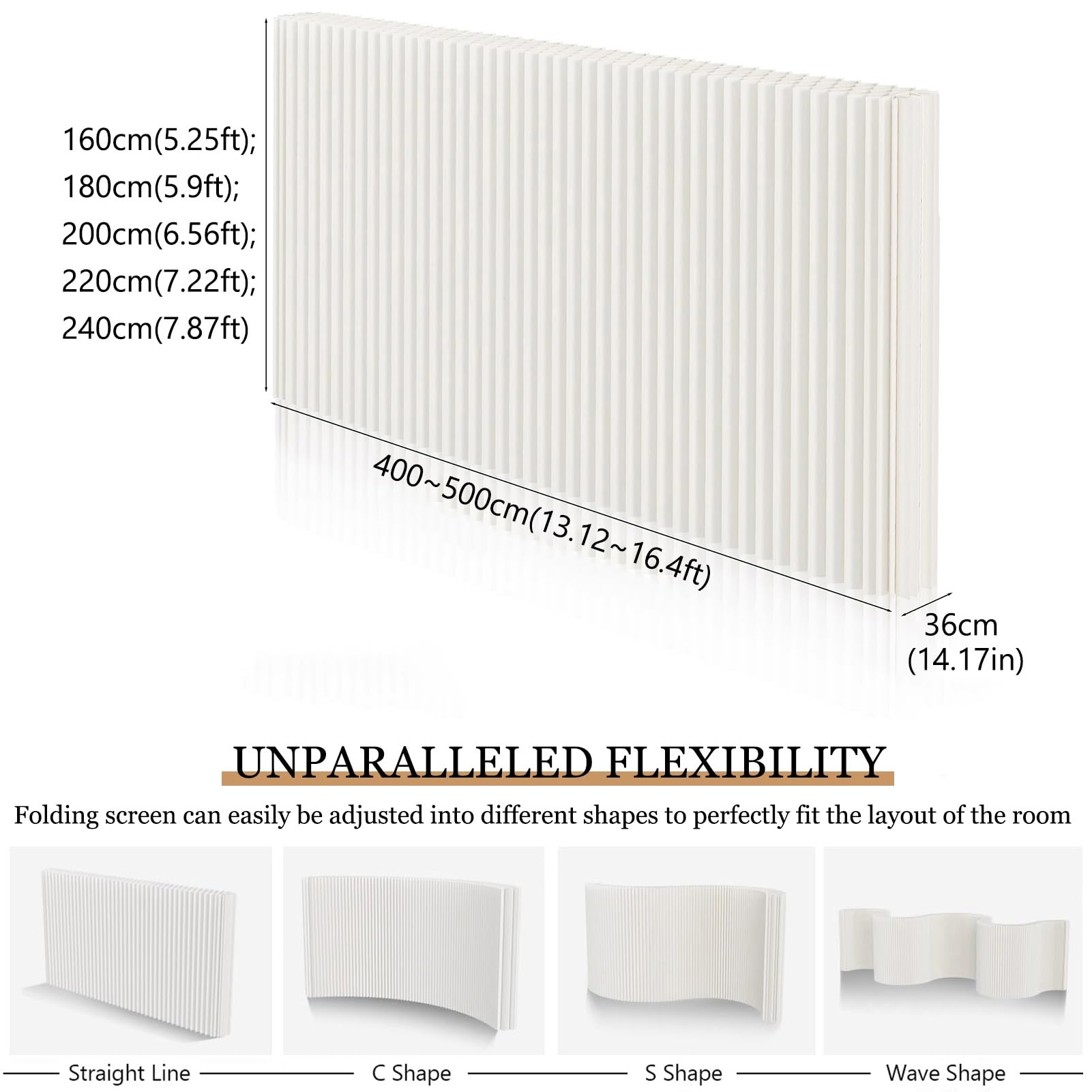 Divisori per ambienti, Parete divisoria in carta for la privacy, for ufficio, casa e hotel(5x2.2 m/16.4x7.22 ft)