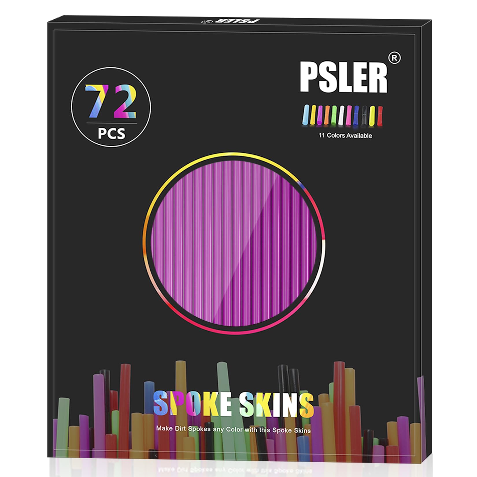PSLER 72PCS Spoke Skins Covers for Dirt Bike Bicycle Wheelchair Purple