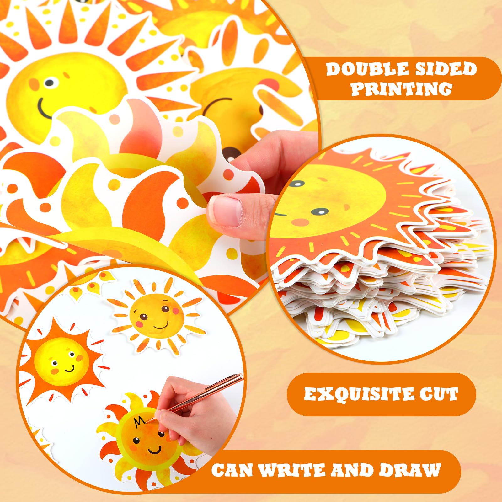 120 Pcs Sun Cutouts - 3.9x3.9 Inch First Trip Around The Sun Bulletin Board Decorations