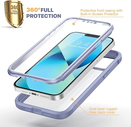 Miniatura 933 de Diaclara - Funda diseñada para iPhone 14 Pro Max, resistente, de cuerpo completo, con protector de pantalla sensible al tacto y antiarañazos + Blanco
