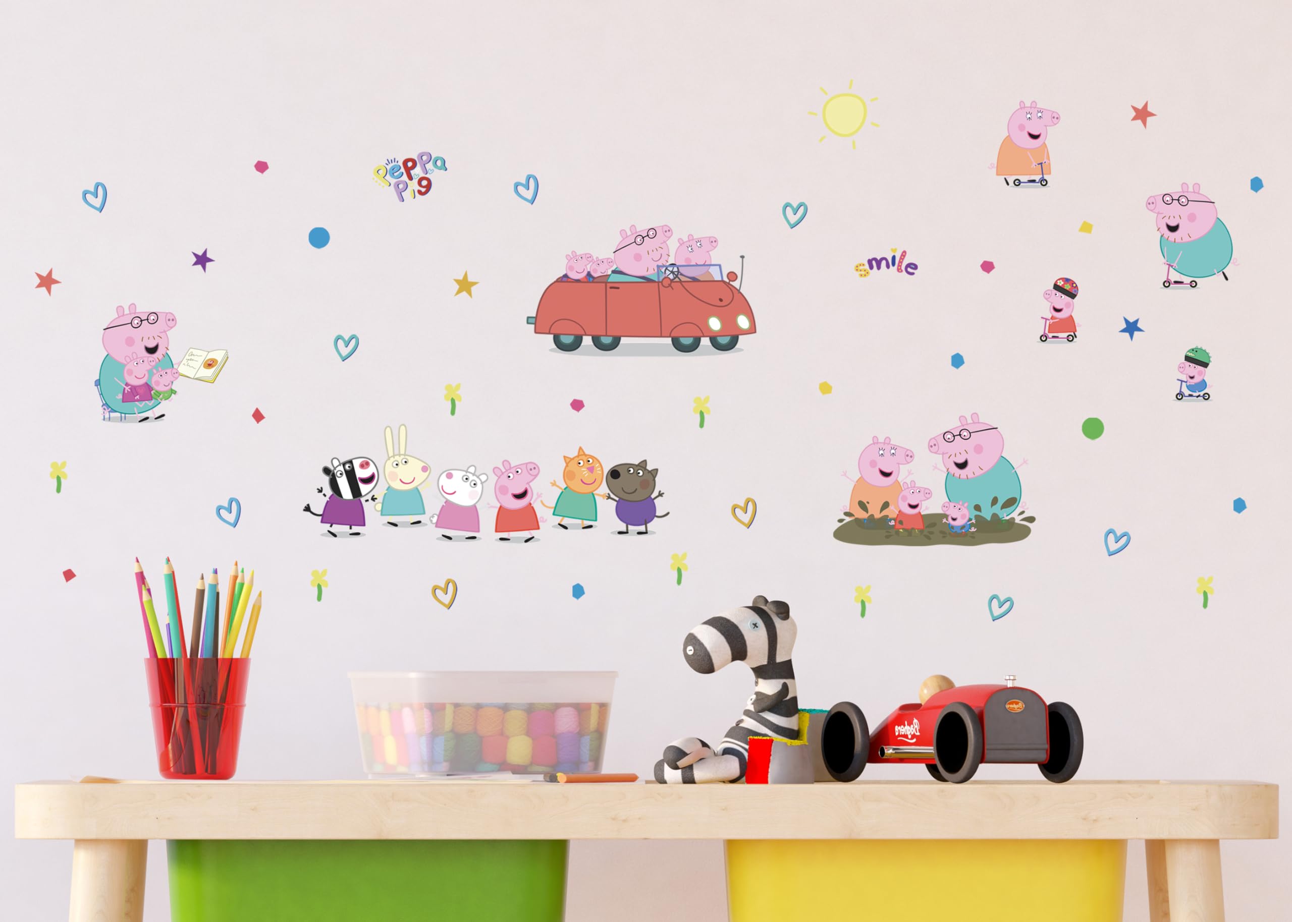 ADKS 3848 naklejka na ścianę do pokoju dziecięcego Peppa Pig, naklejka na ścianę dla chłopca dekoracja od AG Design 30 x 30 cm