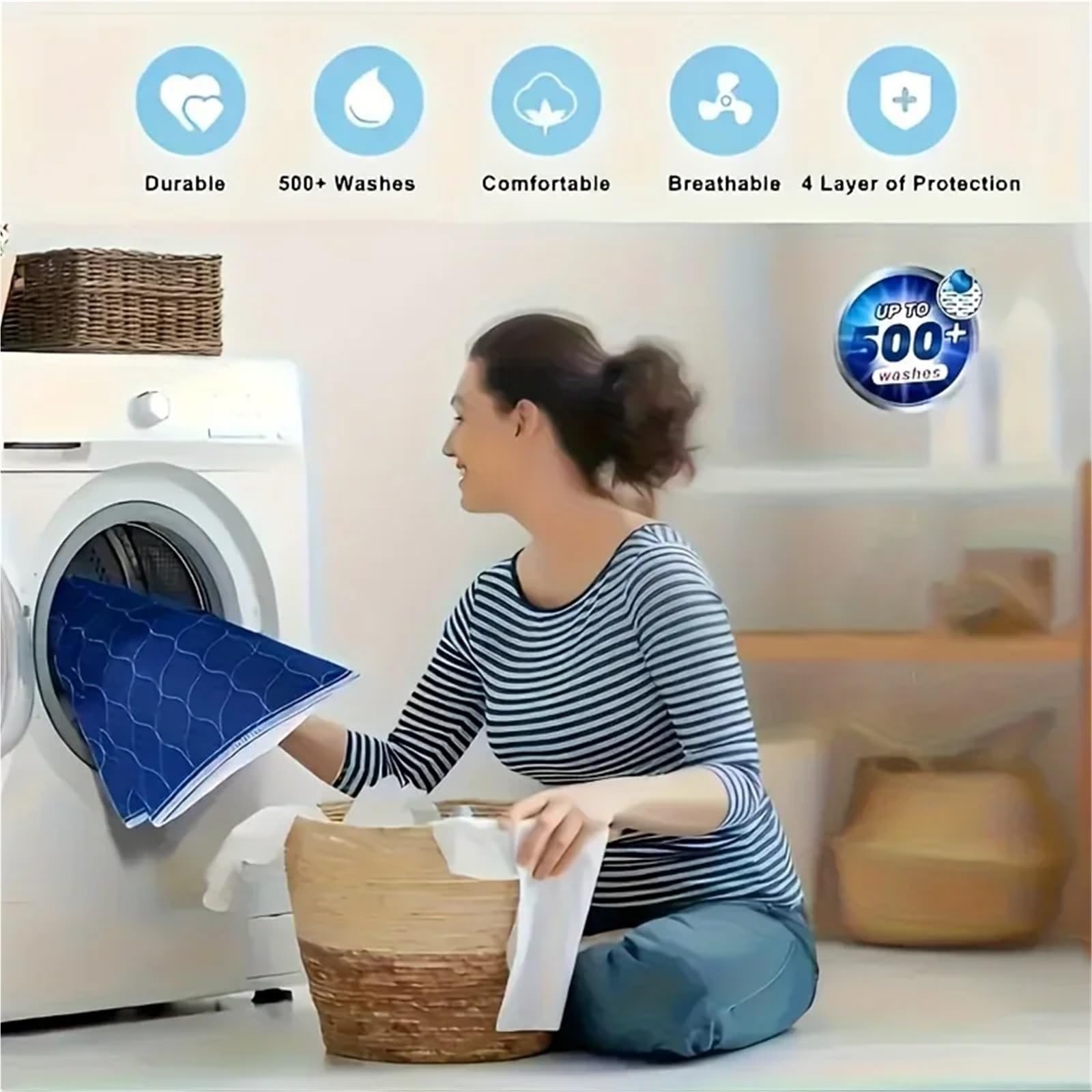 Almohadilla FisiolóGica Menstrual Productos de higiene Femenina Reutilizables, Impermeables y Lavables for Adultos, Personas Mayores Mascotas por Período(Grey-Grid,180cmx200cm)