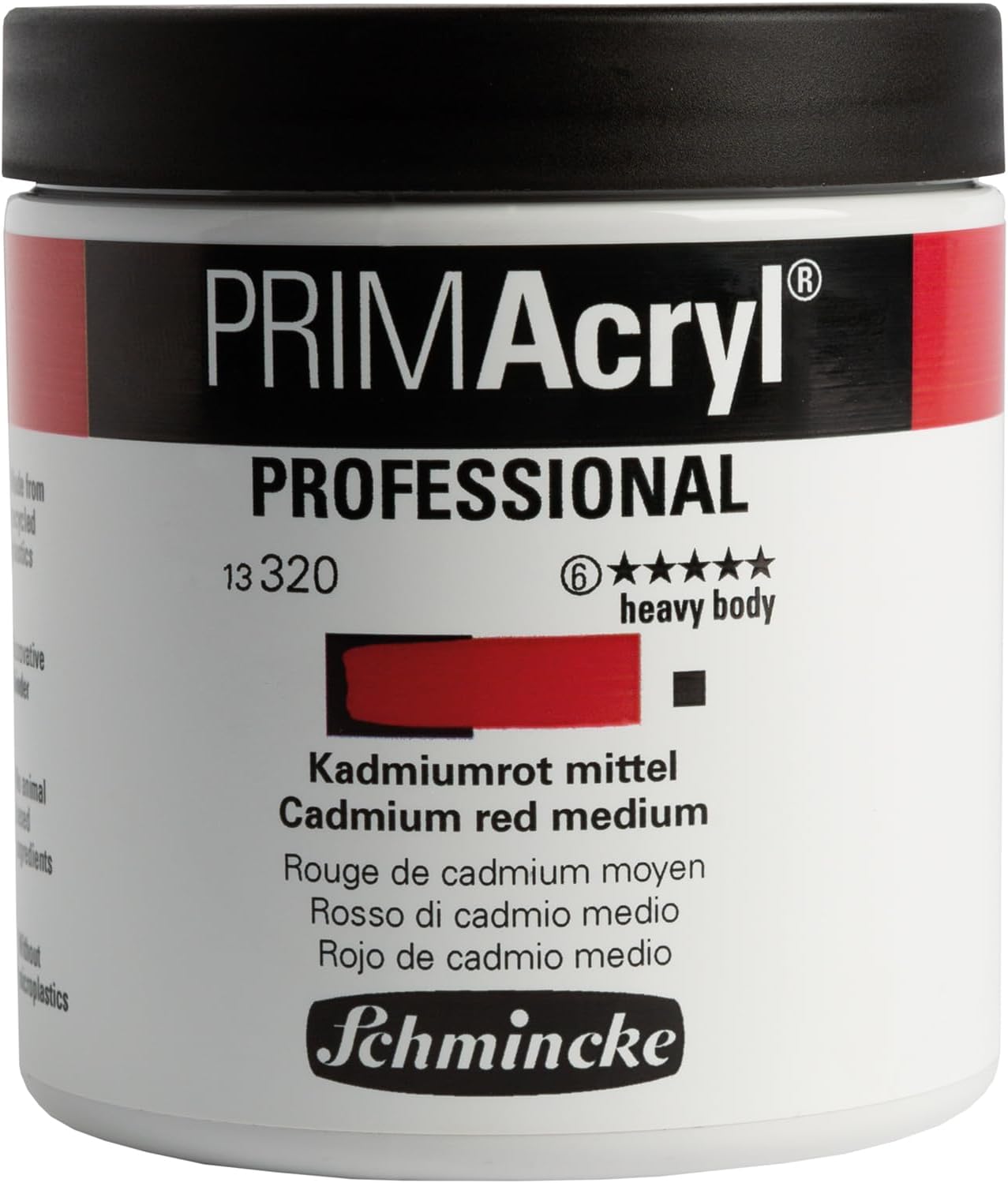 Schmincke - PRIMAcryl® Professional finest brilliant acrylic paint, cadmium red medium, 237 ml jar, 13 320 053, premium acrylic paint, acrylic painting, professional quality
