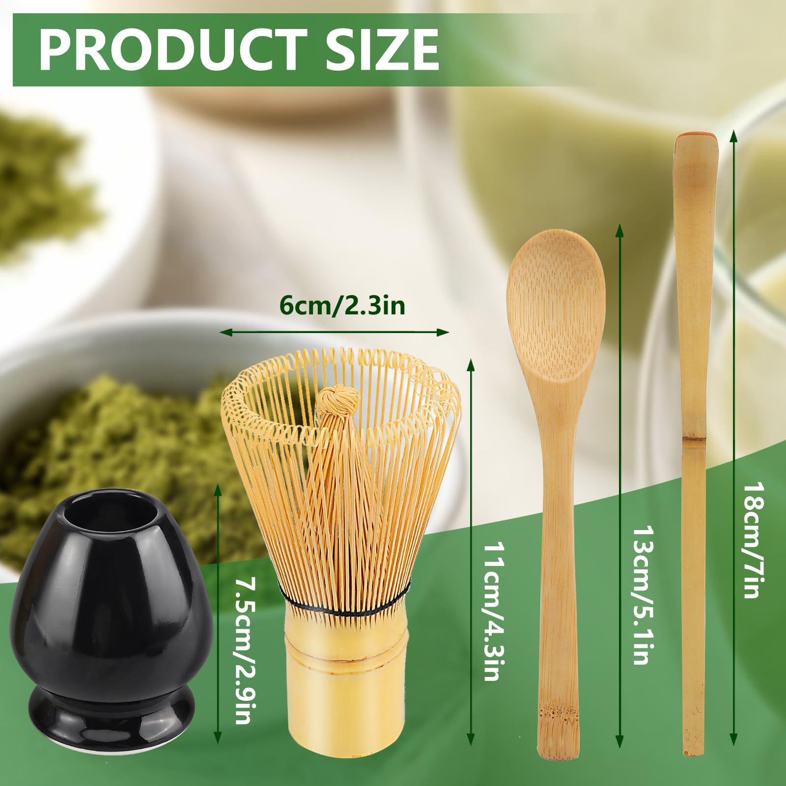 Macha Tea czarny – zestaw 4 sztuk miotełmatcha, miotła do matcha z 80 zębami, bambusowa miotła, ceremonia parzenia herbaty, prezent