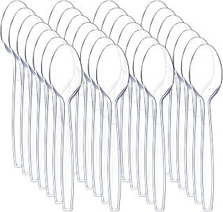 Liacere 360 Heavy Duty Clear Plastic Spoons - 6.7 Inch Disposable Cutlery for Parties, Restaurants & Events
