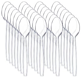 Liacere 360 Pieces Clear Plastic Spoons - Heavyweight Disposable Spoons-6.7inch Heavy Duty clear Cutlery - Plastic Utensils - Perfect for Chrismas Parties and Restaurants for Spring