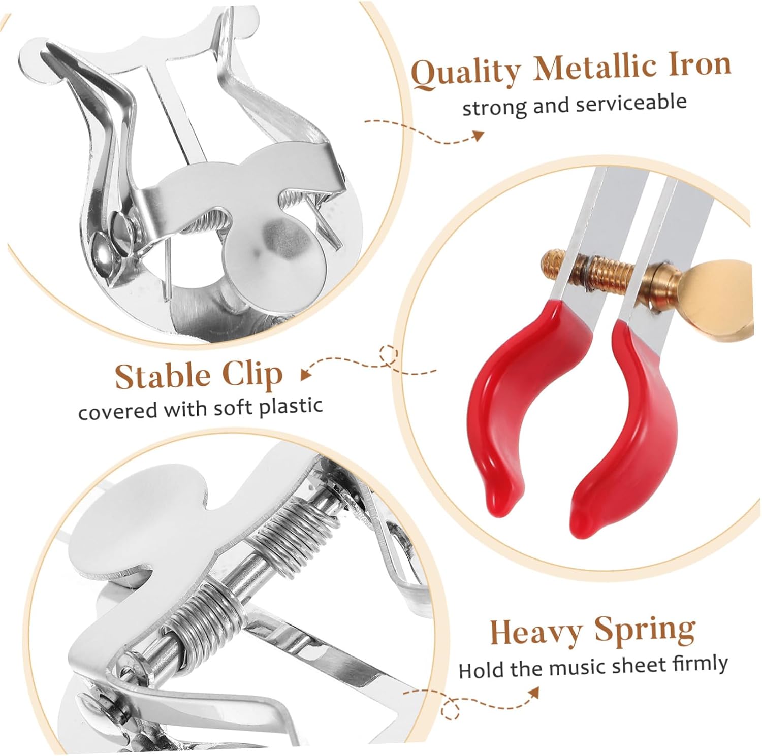 Vaguelly 1pc Trumpet Music Score Binder Silver Sheet Music Clamp Holder for Musicians Stable Clip Design for Trumpet and Wear-resistant Material