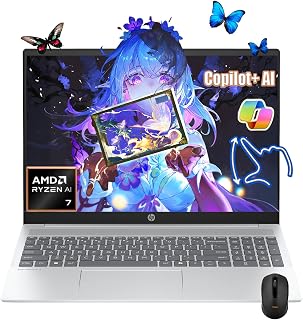 HP Laptop 2025 Business AI | visualización táctil de 16 pulgadas 2K (1920 x 1200) | AMD Ryzen AI 7 350 | 16 GB de RAM, SSD de 1 TB | Teclado retroiluminado | Copilot | Cámara web FHD | Windows 11 |