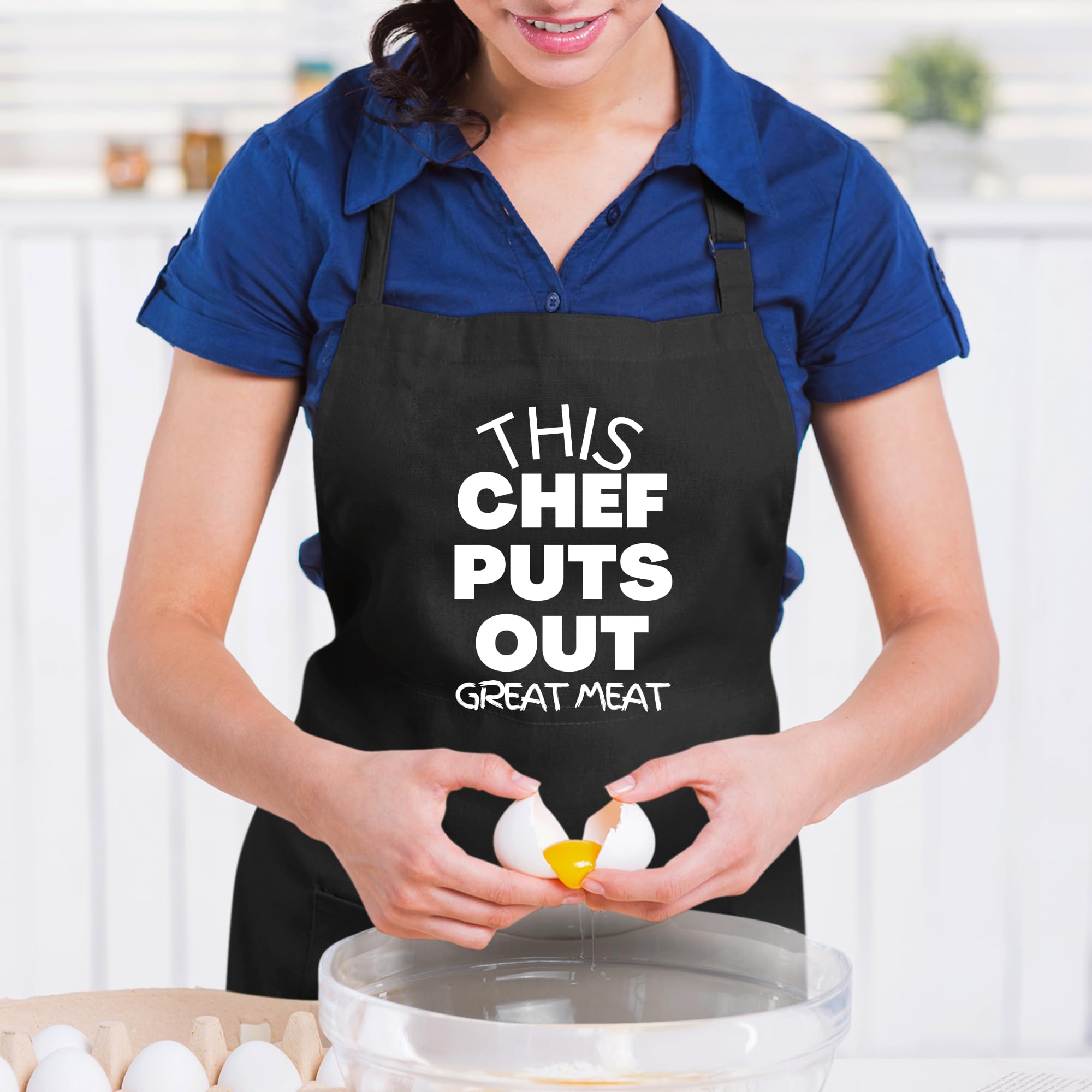 Delantales divertidos con texto en inglés "This Chef Puts Out Great Meat" para hombres, delantal impreso, regalo para ella, delantal de chef, delantal de cocina, delantal de barbacoa, regalo para el
