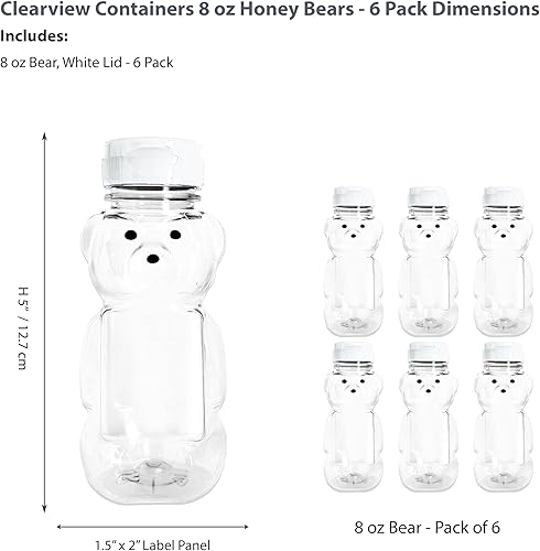 Miniatura 10 de CLEARVIEW CONTAINERS Osos de miel de 8 onzas con tapa abatible  Perfecto para vacaciones, regalos de baby shower, apicultura, dispensación de miel