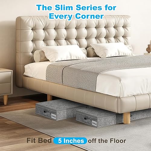 Miniatura 3 de Contenedores de almacenamiento debajo de la cama, paquete de 2 unidades, 5 pulgadas delgado de perfil bajo debajo de la cama, organizador de