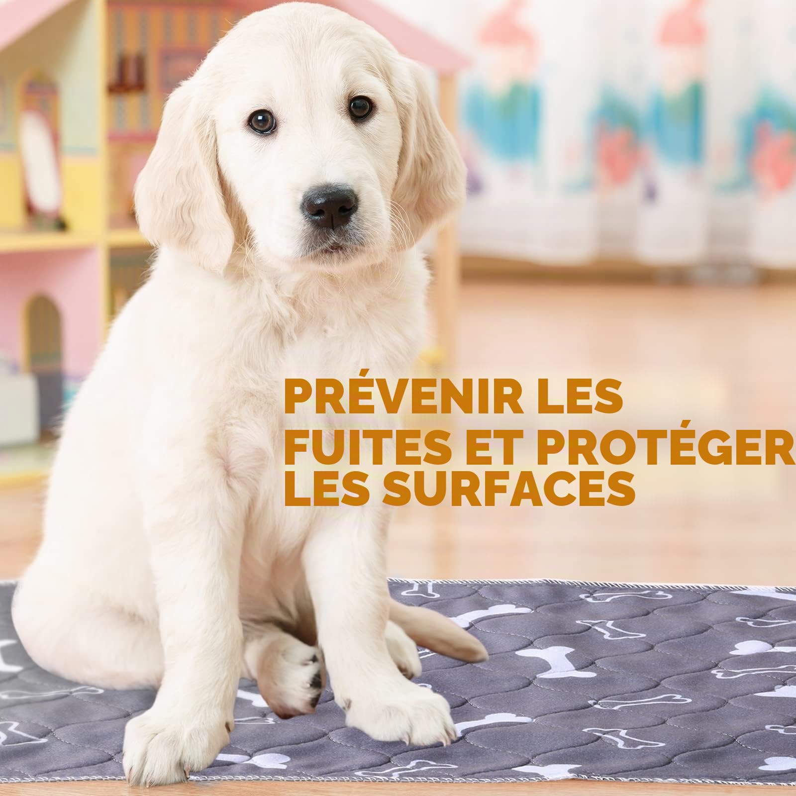 6 Tapis Pipi Absorbants Lavables Tapis de Dressage Réutilisables Tapis Imperméables en Couches Coussinets de Mise Bas en Tissu Tapis d'Entraînement pour Chien Animaux (Gris, 40 x 60 cm)