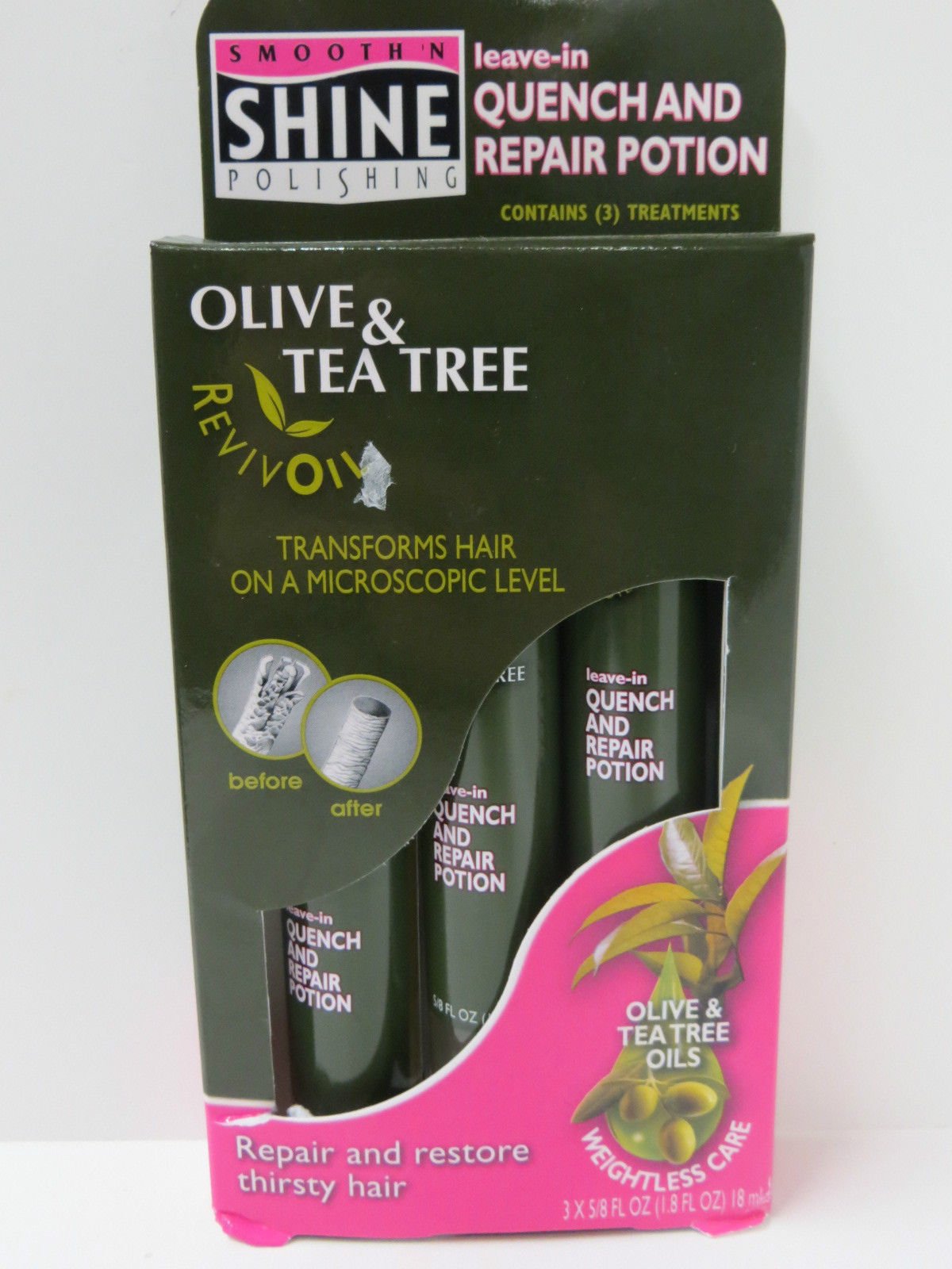 Smooth N Shine Olive &Tea Tree Quench & Repair Potion 3's 5.8 oz.