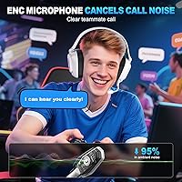 Vista 3 de 2.4GHz Wireless Gaming Headset for PS5/4, PC, Low-Latency Bluetooth Gaming Headphones with Stereo Sound, Noise Canceling Mic, Phantom White Fantasma