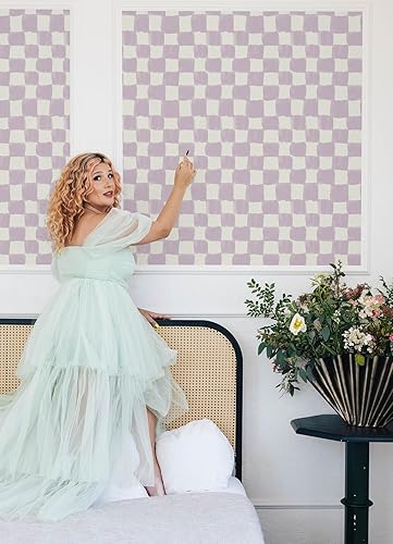 Miniatura 6 de Mr. Kate RoomMates Tess RMK12774PLW - Papel tapiz de cuadros suave lavanda para despegar y pegar, color lavanda