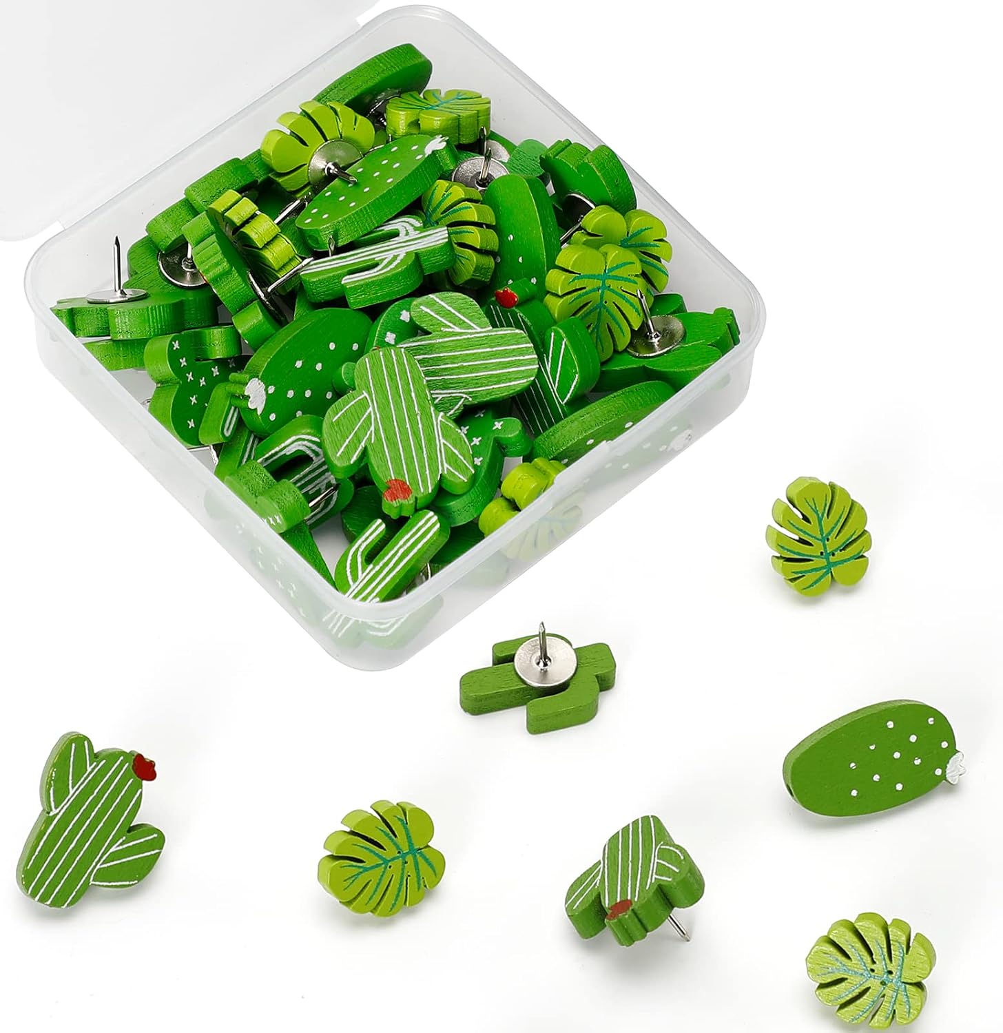 40Pcs Cactus Push Pins Cactus Thumb Tacks Decorative Flower Cork Board Tacks for Bulletin Board, Photos Wall Maps and Other Offices Schools Supplies and Accessories, Resin…