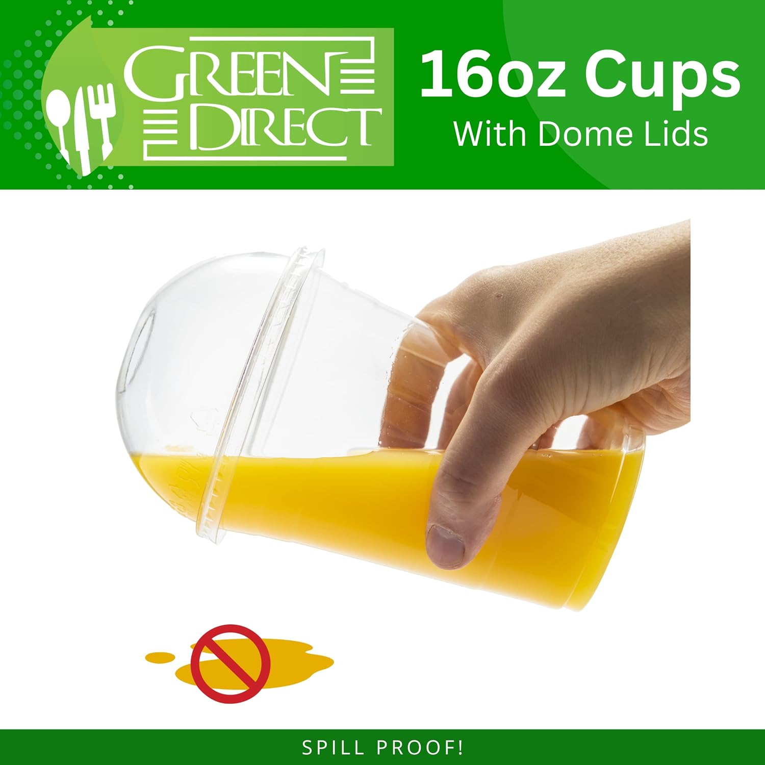 Green Direct Clear Plastic Cups With Lids | 16 oz. Clear Cups with Lids | Clear Disposable Cups | Ice coffee cups & Bubble Boba Tea Cups | Cup with Lid for Cold Drinking & Smoothie Pack of 100