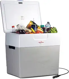 Koolatron Caixa térmica elétrica de 49 L, 80 latas, portátil, 12 V, acampamento, carro, geladeira para trailer, perfeita para viagens rodoviárias, piqueniques, viagens, design bidirecional, geladeira